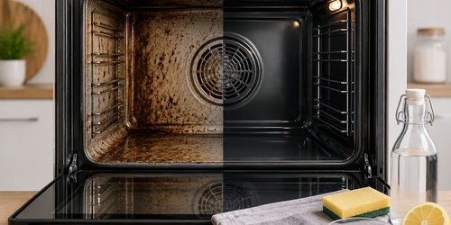 Backofen reinigen ohne aggressive Chemie – vorher und nachher