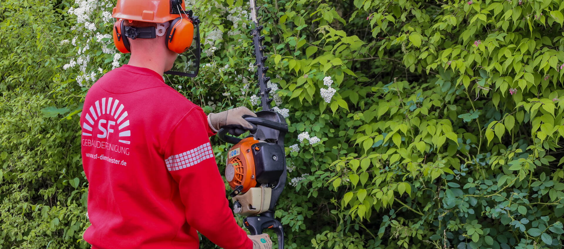 Mitarbeiter bei der Grünanlagenpflege